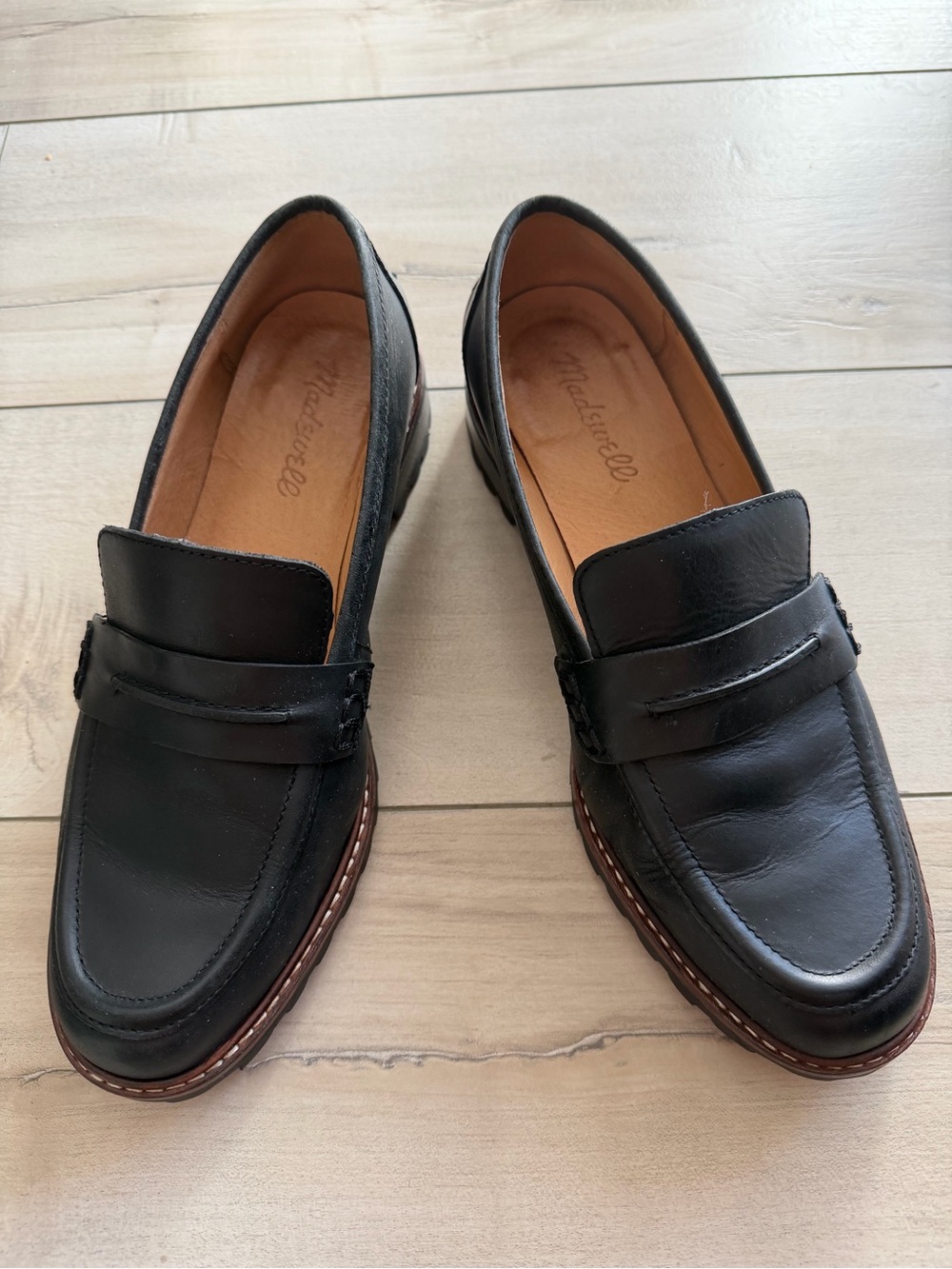 Madewell Black Leather Loafers good used condition